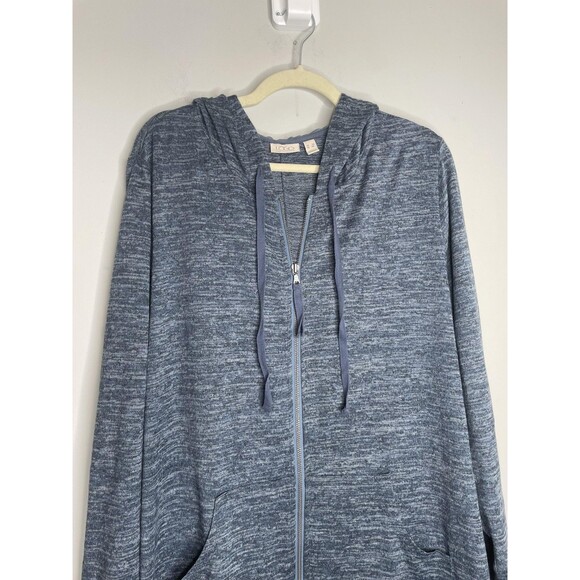LOGO Lori Goldstein Jacket Womens 3X Blue Heather Sweater Hoodie Tunic Pockets - Picture 3 of 8